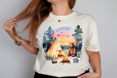 Watercolor Bear Camping at Sunset PNG Clipart Product Image 2