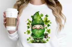 Watercolor St. Patricks Happy Green Gnome PNG Clipart Product Image 2