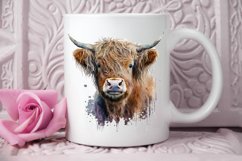 Watercolor Cute Highland Cow PNG Clipart Product Image 2