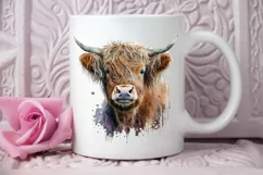 Watercolor Cute Highland Cow PNG Clipart Product Image 2