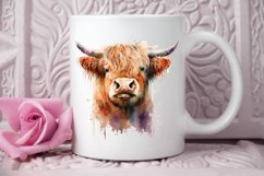 Watercolor Cute Highland Cow PNG Clipart Product Image 2