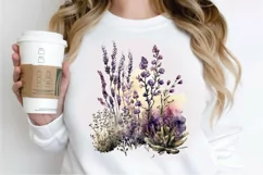 Watercolor Lavender Garden PNG Clipart Product Image 2