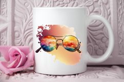 Watercolor Vintage Sunglasses Sunset PNG Clipart Product Image 3