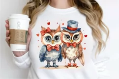 Watercolor Cute Couple Owl PNG Clipart Product Image 3