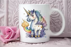 Watercolor Magical Unicorn PNG Clipart Product Image 3