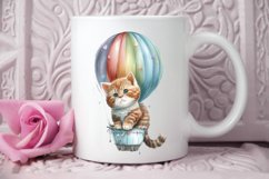 Watercolor Cute Kitten with Air Balloon PNG Clipart Product Image 3