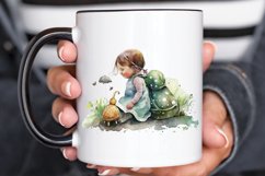 Watercolor Little Girl and Snails PNG Clipart Product Image 3