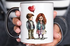 Watercolor Boy and Girl Valentine PNG Clipart Product Image 3