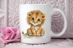 Watercolor Cute Baby Lion Kawaii Cartoon PNG Clipart Product Image 3