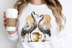 Watercolor Cute Cranes with a Cup PNG Clipart Product Image 3