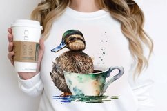 Watercolor Cute Mallard with a Cup PNG Clipart Product Image 3