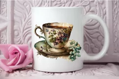 Watercolor Vintage Coffee Cup PNG Clipart Product Image 3