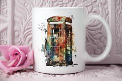 Watercolor Vintage Public Telephone Booth PNG Clipart Product Image 3