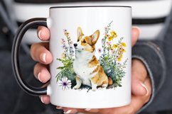 Watercolor Cute Corgi and Flowers PNG Clipart Product Image 3