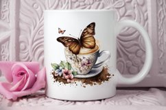 Watercolor Spring Coffee Butterfly PNG Clipart Product Image 3