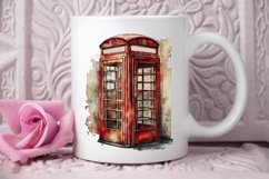 Watercolor Vintage Public Telephone Booth PNG Clipart Product Image 3