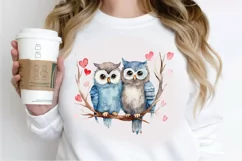 Watercolor Cute Couple Owl PNG Clipart Product Image 3