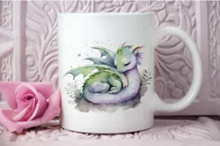 Watercolor Cute Baby Dragon Sleeping PNG Clipart Product Image 3