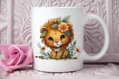Watercolor Cute Baby Lion Kawaii Cartoon PNG Clipart Product Image 3