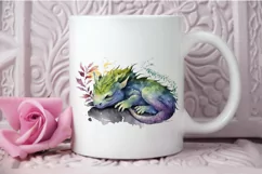 Watercolor Cute Baby Dragon Sleeping PNG Clipart Product Image 3