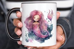 Watercolor Cute Pink Mermaid PNG Clipart Product Image 3