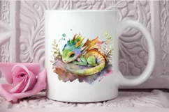 Watercolor Cute Baby Dragon Sleeping PNG Clipart Product Image 3
