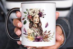 Watercolor Floral Boho Girl PNG Clipart Product Image 3