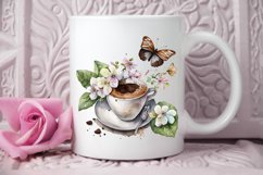 Watercolor Spring Coffee Butterfly PNG Clipart Product Image 3