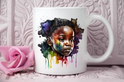 Watercolor African Black Cute Girl Rainbow PNG Clipart Product Image 3