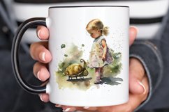 Watercolor Little Girl and Snails PNG Clipart Product Image 3