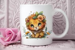 Watercolor Cute Baby Lion Kawaii Cartoon PNG Clipart Product Image 3