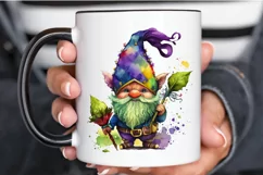 Watercolor Cute Gnome Mardi Gras PNG Clipart Product Image 3