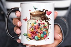 Watercolor Candy in Jar Valentine Day PNG Clipart Product Image 3