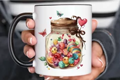 Watercolor Candy in Jar Valentine Day PNG Clipart Product Image 3