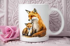Watercolor Mom and Baby Fox PNG Clipart Product Image 3