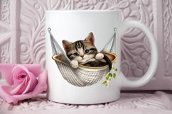 Watercolor Cute Cat in a Hammock PNG Clipart Product Image 3