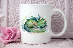 Watercolor Cute Baby Dragon Sleeping PNG Clipart Product Image 3