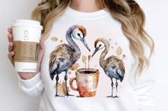 Watercolor Cute Cranes with a Cup PNG Clipart Product Image 3