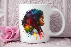 Watercolor African Black Cute Girl Rainbow PNG Clipart Product Image 3