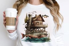 Watercolor Fishing Lodge PNG Clipart Product Image 3