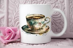 Watercolor Vintage Coffee Cup PNG Clipart Product Image 3
