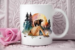 Watercolor Bear Camping at Sunset PNG Clipart Product Image 3