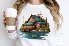 Watercolor Fishing Lodge PNG Clipart Product Image 3