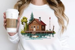 Watercolor Fishing Lodge PNG Clipart Product Image 3