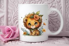 Watercolor Cute Baby Lion Kawaii Cartoon PNG Clipart Product Image 3