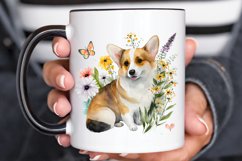 Watercolor Cute Corgi and Flowers PNG Clipart Product Image 3