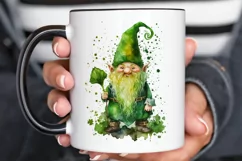Watercolor St. Patricks Happy Green Gnome PNG Clipart Product Image 3