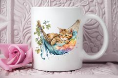 Watercolor Cute Cat in a Hammock PNG Clipart Product Image 3
