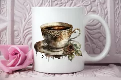 Watercolor Vintage Coffee Cup PNG Clipart Product Image 3