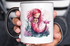 Watercolor Cute Pink Mermaid PNG Clipart Product Image 3
